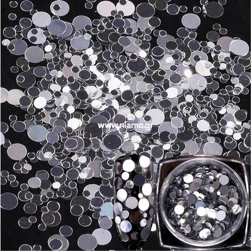 Nail Art Διακοσμητικά Νυχιών Πούλιες Ασημί Multisize