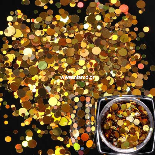 Nail Art Διακοσμητικά Νυχιών Πούλιες Χρυσό Ιριδίζον Multisize
