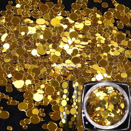 Nail Art Διακοσμητικά Νυχιών Πούλιες Χρυσό Multisize