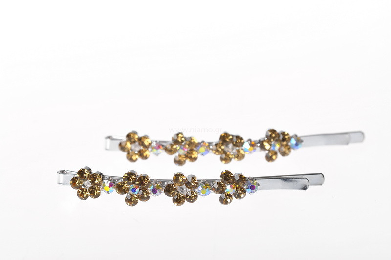 Τσιμπιδάκια Ζευγάρι Μεταλικά Με Στρας 