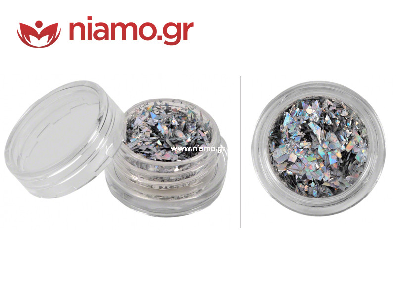Nail Art Διακοσμητικά Νυχιών Glitter Νιφάδες Ασημί 