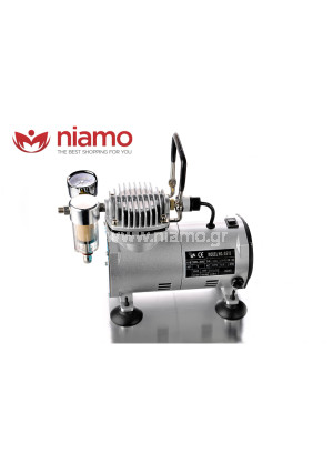 Αθόρυβος αεροσυμπιεστής χωρίς λίπανση, ιδανικός για αερογράφους νυχιών και tattoo σώματος 